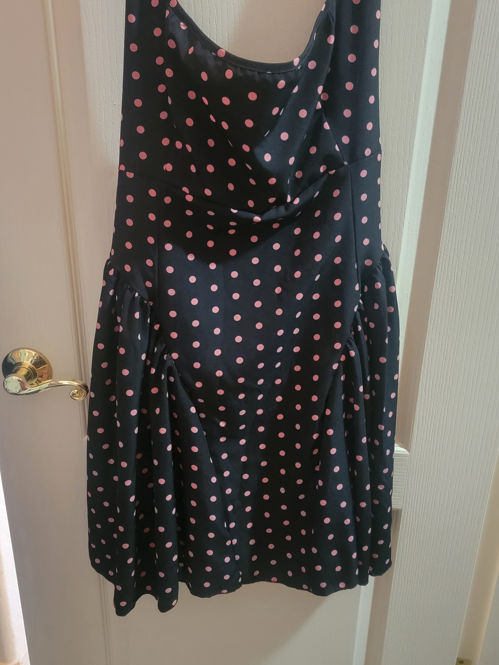 Black Polka Dot A-Line Skirt with Pink Dots